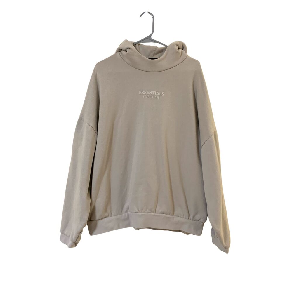 Fear of God ESSENTIALS Hoodie XL Beige Oversized Funnel Neck Hood Sweatshirt